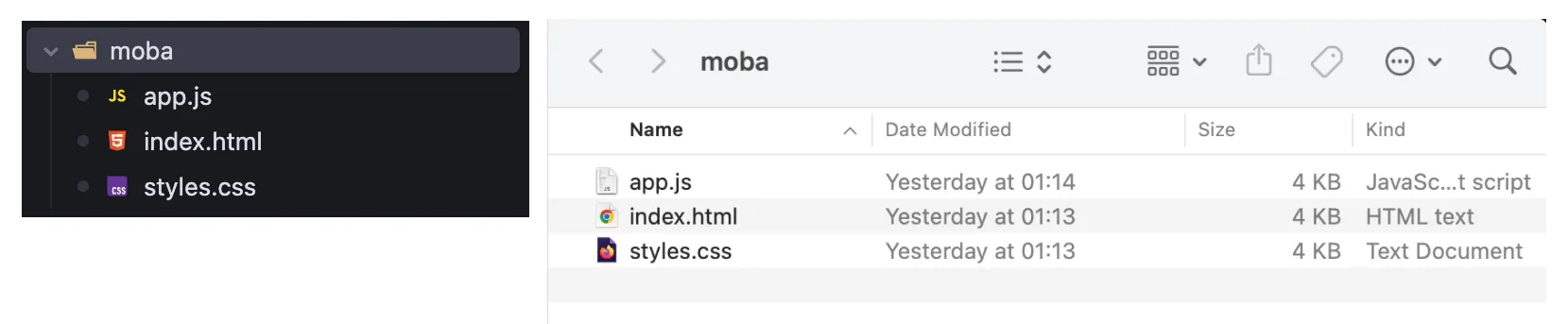 HTML file with css and js files